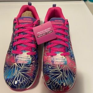Skechers Girls Skech-Air Memory Foam Sneakers (Blue/Neon Pink) NWT Size 5